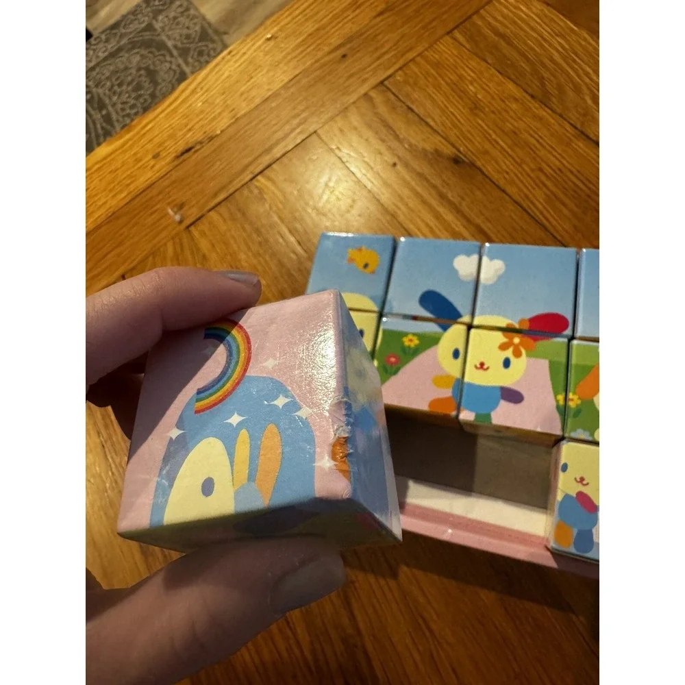 Sanrio Usahana 6 Sided Cube Block Puzzle (12 Cubes) Japanese Writing Rare 2005